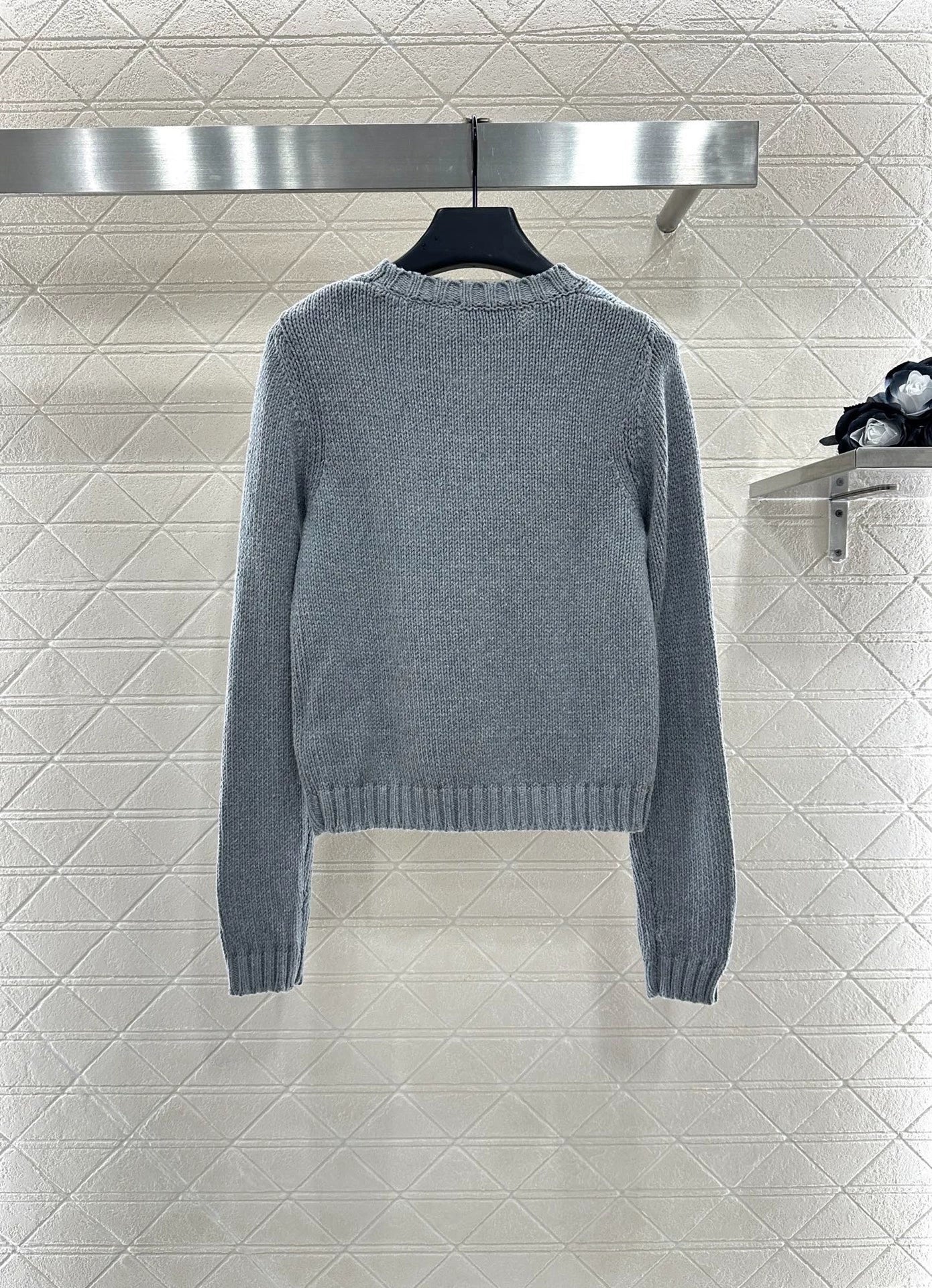 Pr 25 Diamond-knit long-sleeved pullover sweater