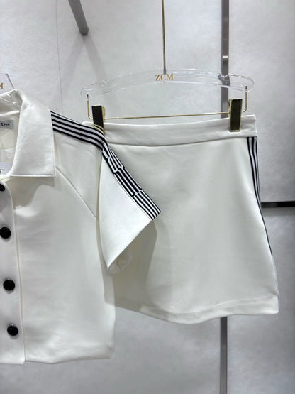 D 25SS new striped simple top + skirt set