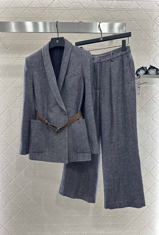 Bru 25 Belted suit jacket + trousers set