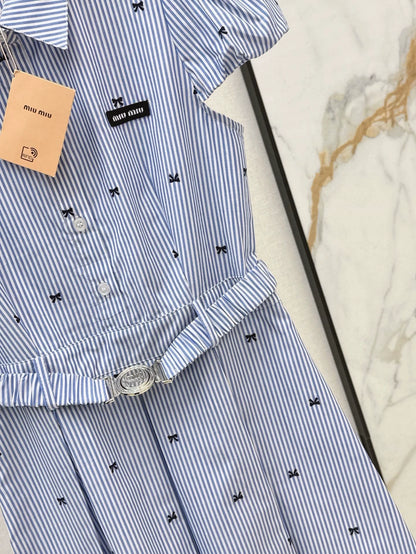M 25 Spring/Summer Latest Bow Tic Tac Toe Patterned Shirt Dresses