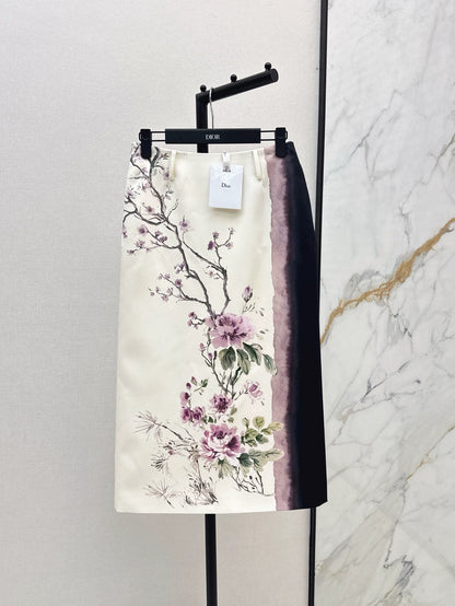 D 25 Spring and Summer New Printed Split Half-body Skirt