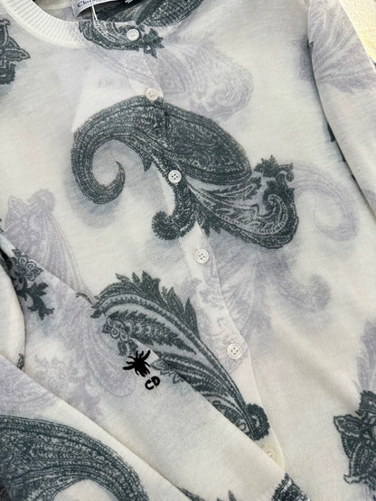 D 25 Printed Knit Long-Sleeve Cardigan