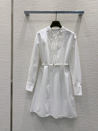 G 25 new lace belt belt long-sleeved shirt dress