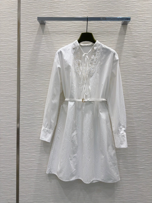 G 25 new lace belt belt long-sleeved shirt dress