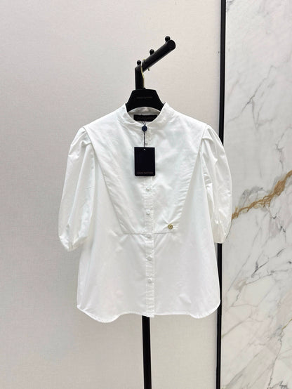L 25 Spring/Summer New Standing Collar Bubble Sleeve Blouse