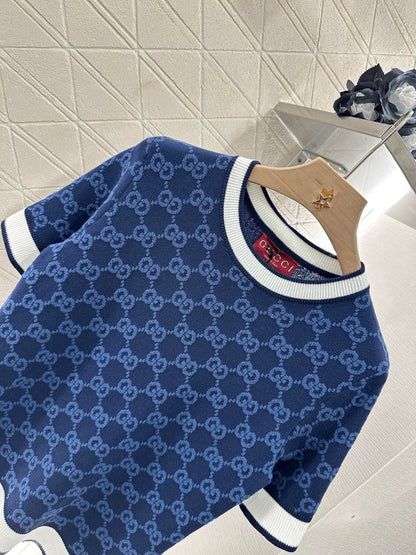 G  25 Spring and Summer New Jacquard Knit Short Sleeve Top
