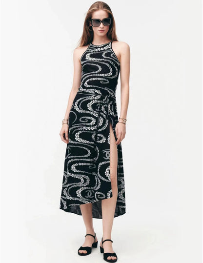 C 25Ss new style flower print sleeveless dress