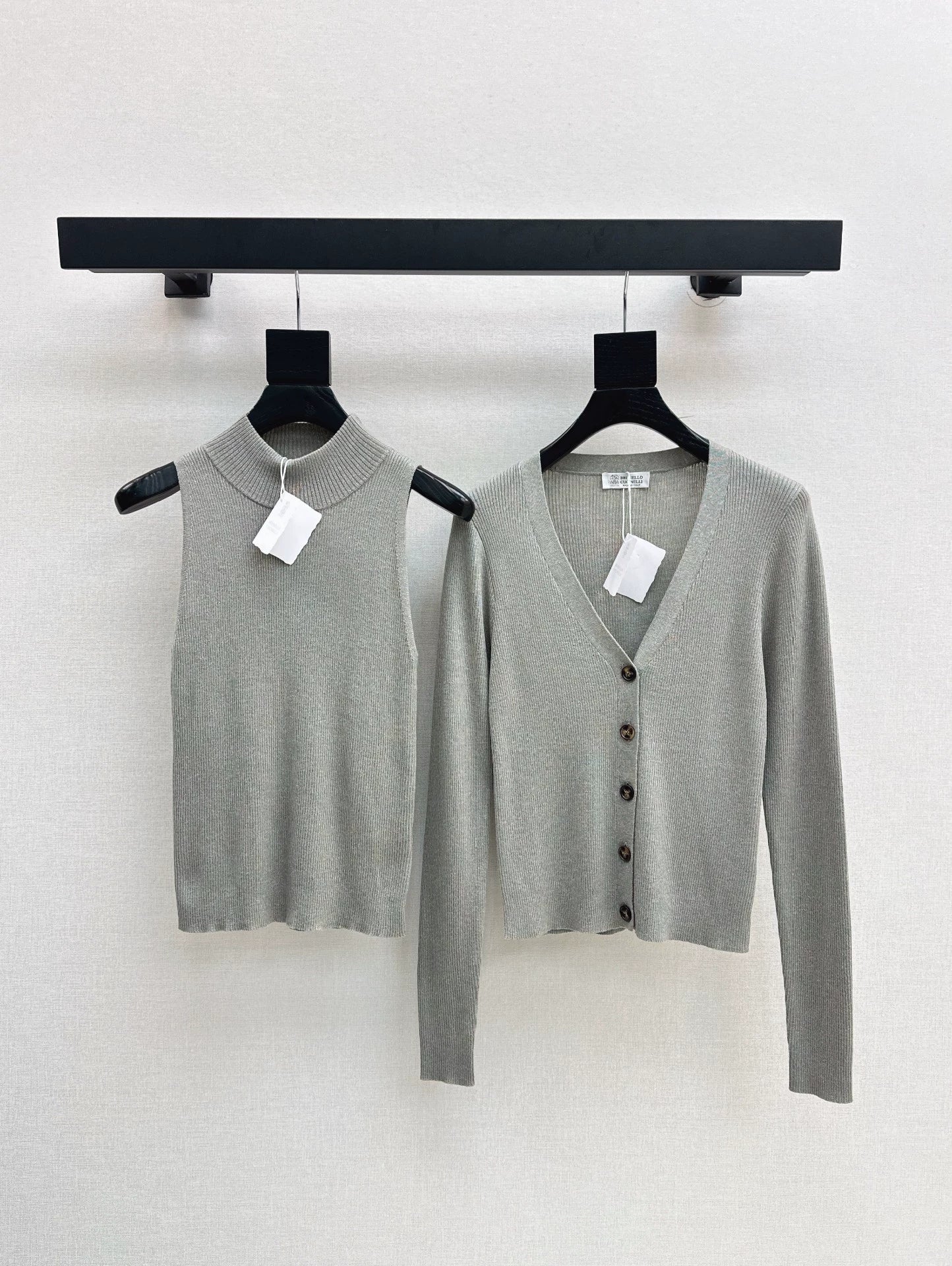 BRU 25Ss Autumn/Winter New Elegant Half-Turtleneck V-Neck Cardigan
