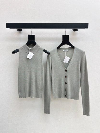 BRU 25Ss Autumn/Winter New Elegant Half-Turtleneck V-Neck Cardigan