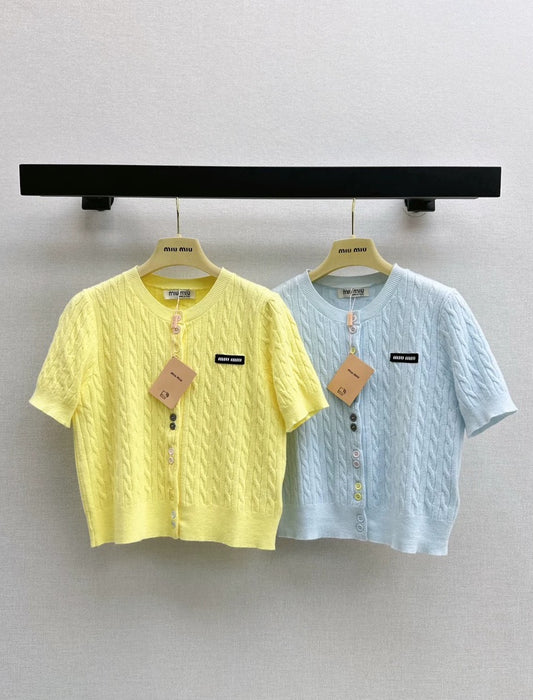 M 25 Spring and Summer New Ageing Style Knitted Short Sleeve
