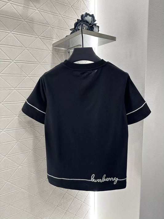 BRU 25ss New round neck embroidered knot short-sleeved T-shirt