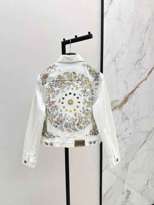 D 25Ss Early Fall New Back Print Denim Jacket（white green pink）