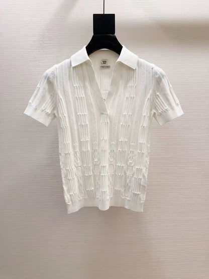 H 25 Spring and summer embossed jacquard knitted short sleeves