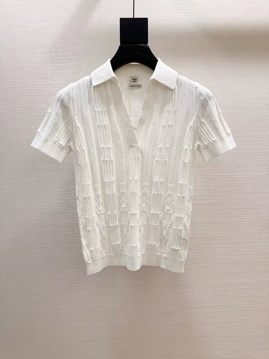H 25 Spring and summer embossed jacquard knitted short sleeves