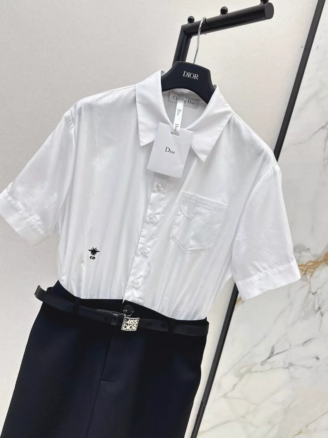 D 25 New Belted Spliced Lapel Shirt Dresses