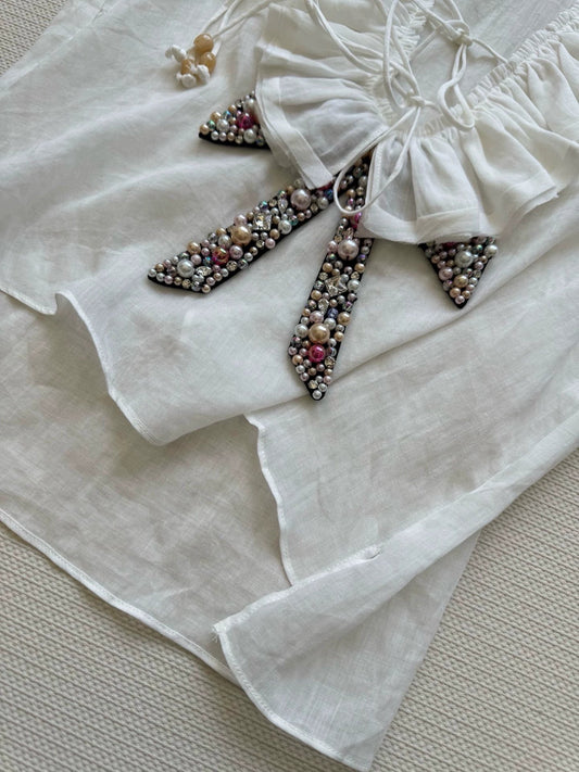 25 Summer new style second-hand heavy-duty beaded bow vest