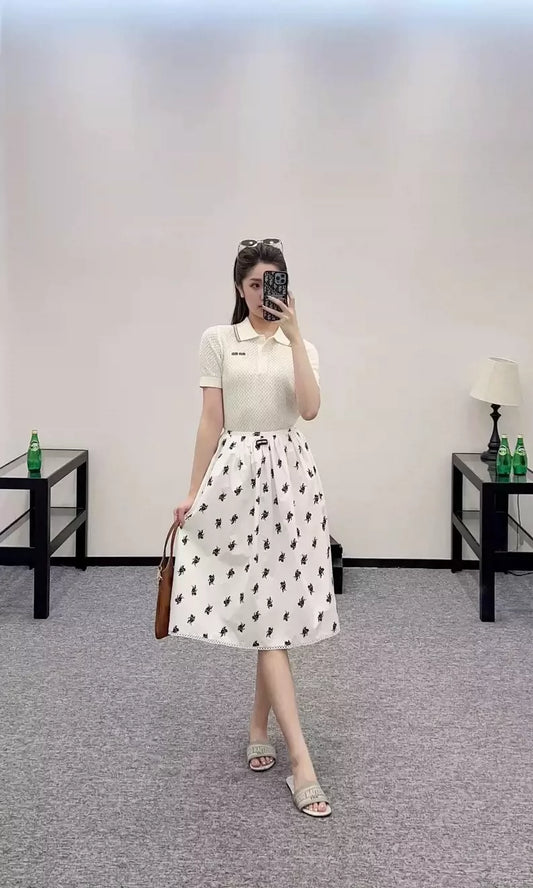 M 25 Hollow knitted lapel short-sleeved top!