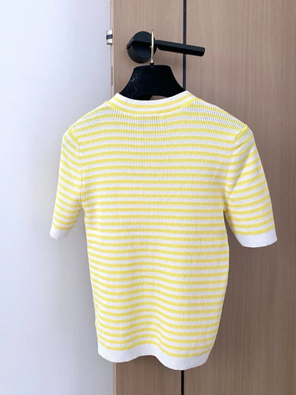C 25 new stripes round neck short sleeve knit