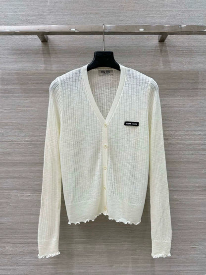 M 25 Lace trim Cardigan(white black pink)