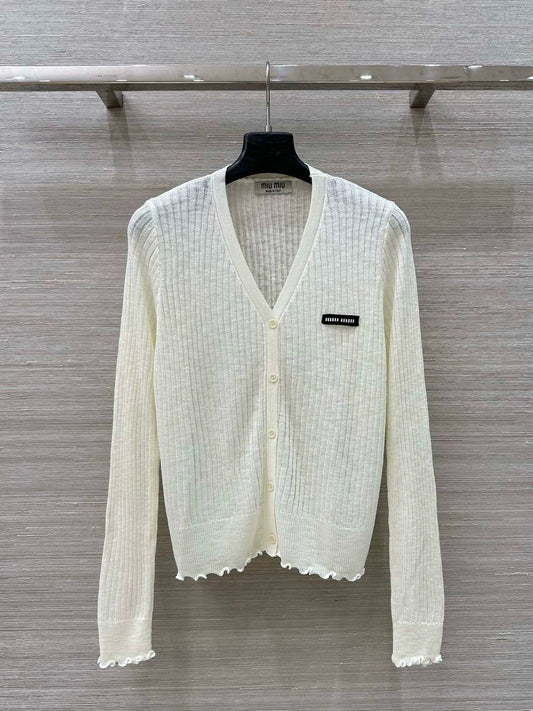 M 25 Lace trim Cardigan(white black pink)
