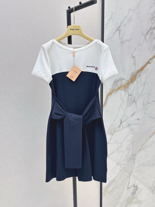 M 25 Spring and Summer New Fake Two Pieces Patchwork Design Dresses