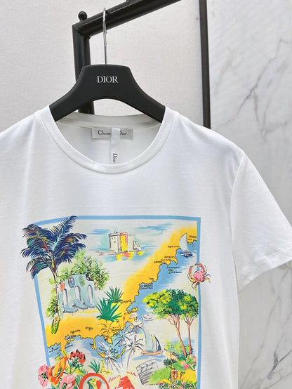 D 25 New Loose Cannes City Painting Short Sleeve