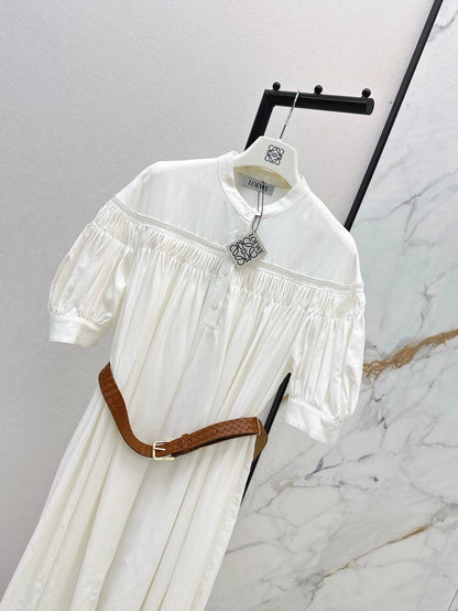 Lo 25 Spring/Summer Openwork Embroidery Patchwork Cotton Linen Dress