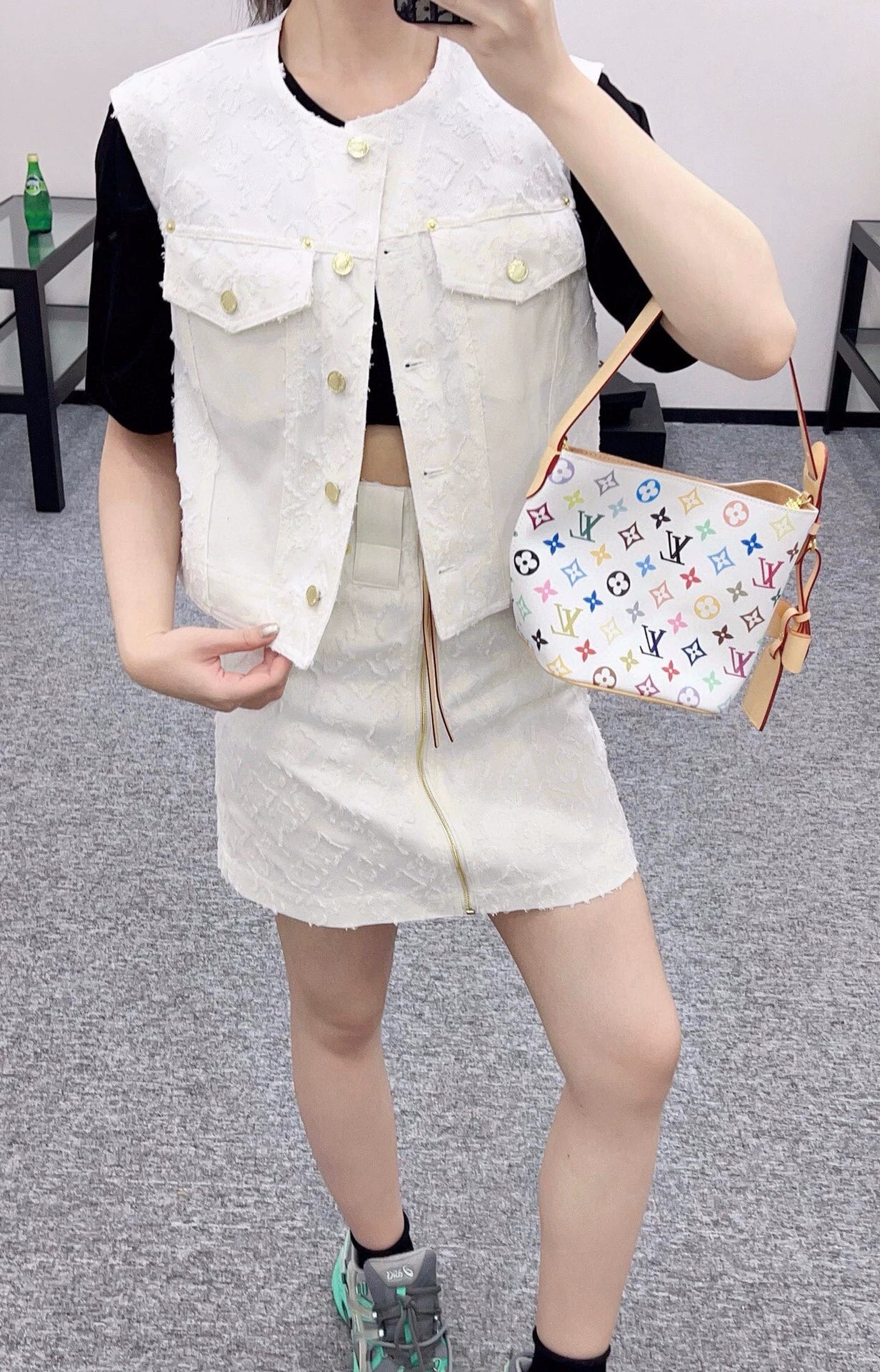 L 25 Summer New Denim Vest Skirt Set