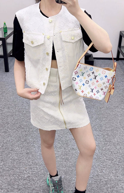 L 25 Summer New Denim Vest Skirt Set