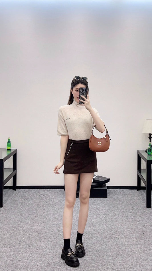 M 25 High-waisted zippered miniskirt