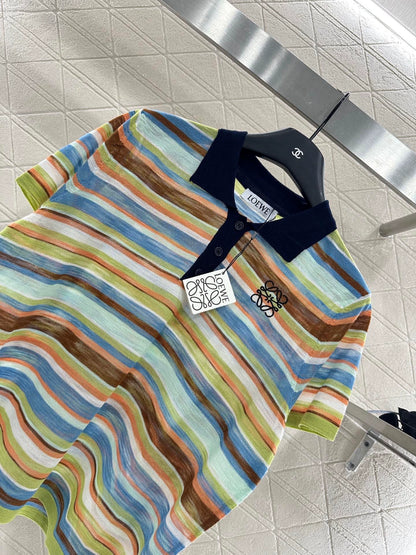 LO 25 Colorful striped knitted short sleeves