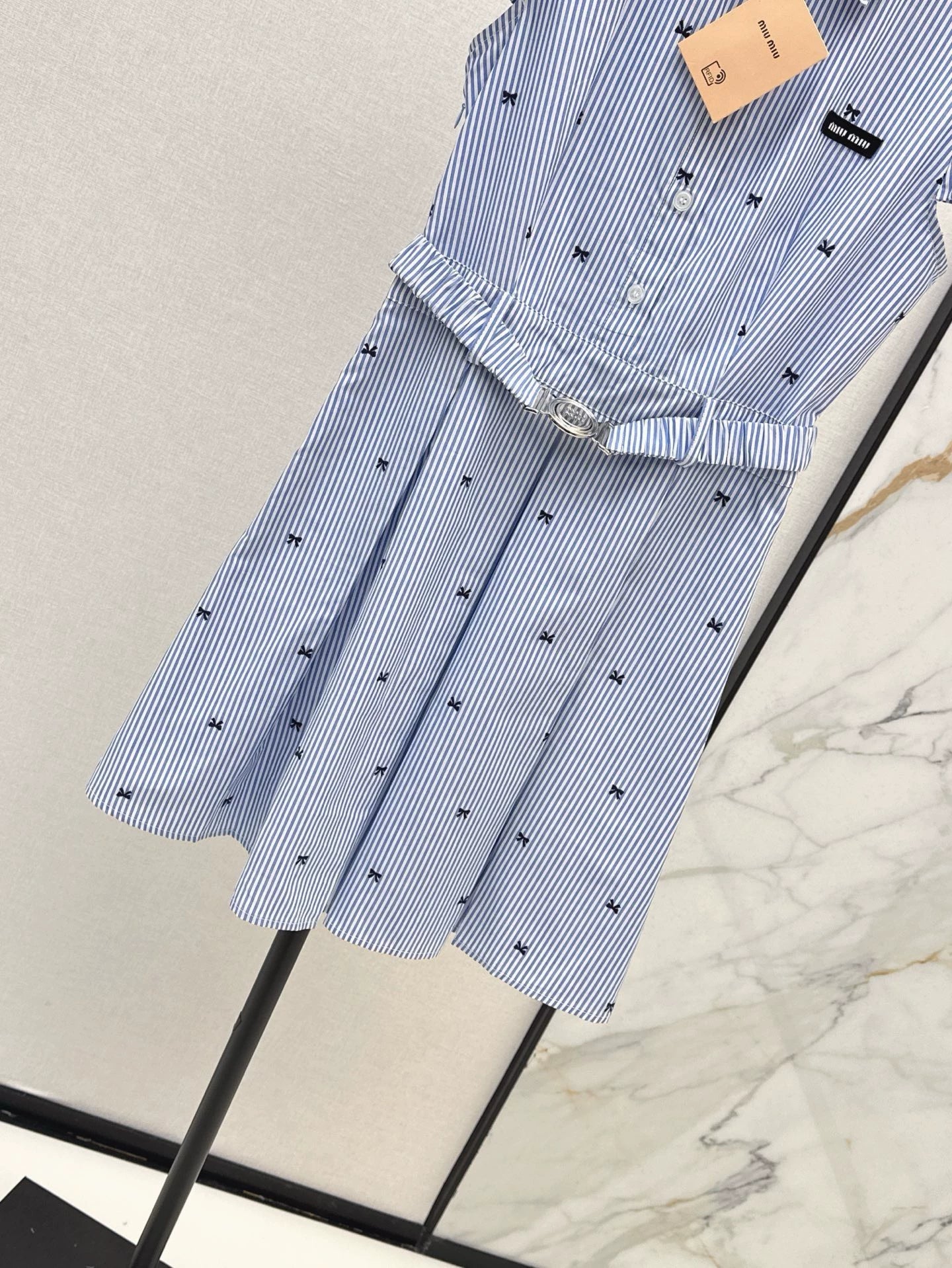 M 25 Spring/Summer Latest Bow Tic Tac Toe Patterned Shirt Dresses
