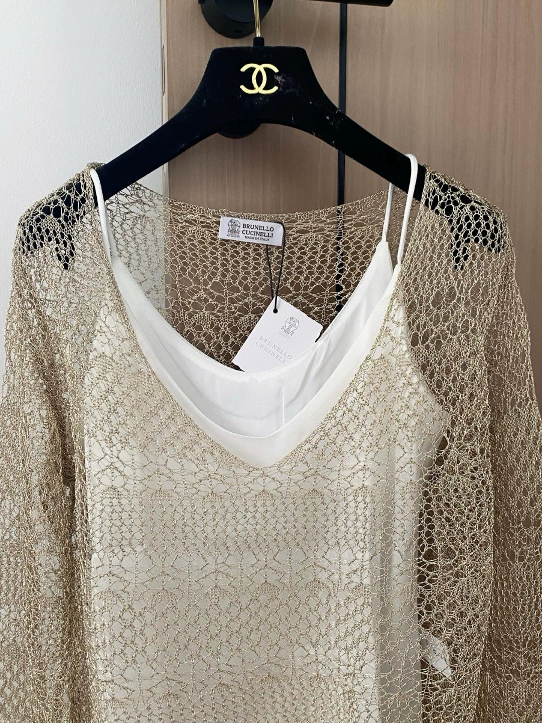 Ensemble deux pièces haut caraco en tricot à manches longues et découpes Bru 25 