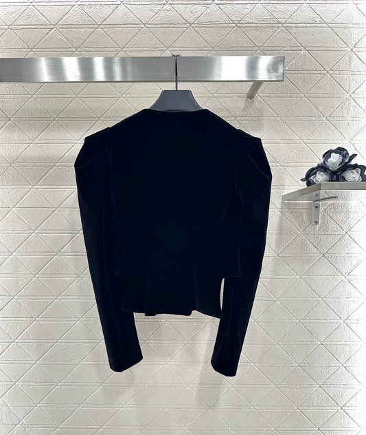 Di 25 Zippered square neck, puff sleeves, long-sleeved top