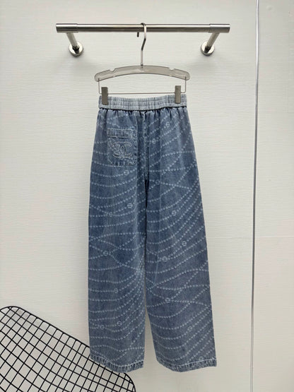 C 25 New Laser Printed Tencel Wide-Leg Jeans