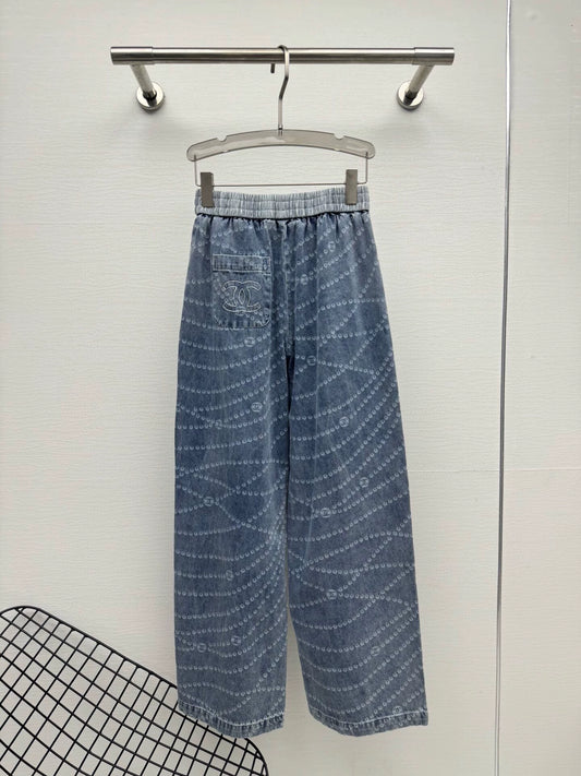 C 25 New Laser Printed Tencel Wide-Leg Jeans