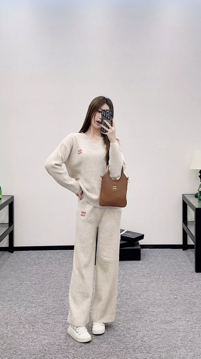 M 25fw Knitted Pullover Top and Pants Set