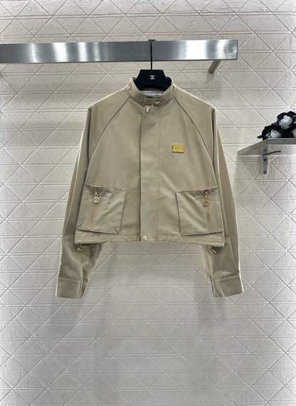 L 25 stand collar zip-up jacket