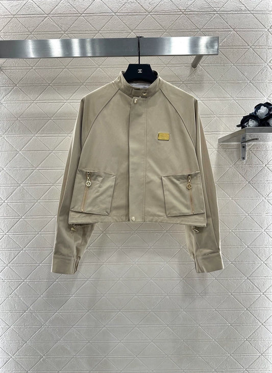 L 25 stand collar zip-up jacket