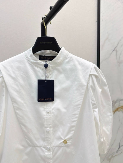 L 25 Spring/Summer New Standing Collar Bubble Sleeve Blouse