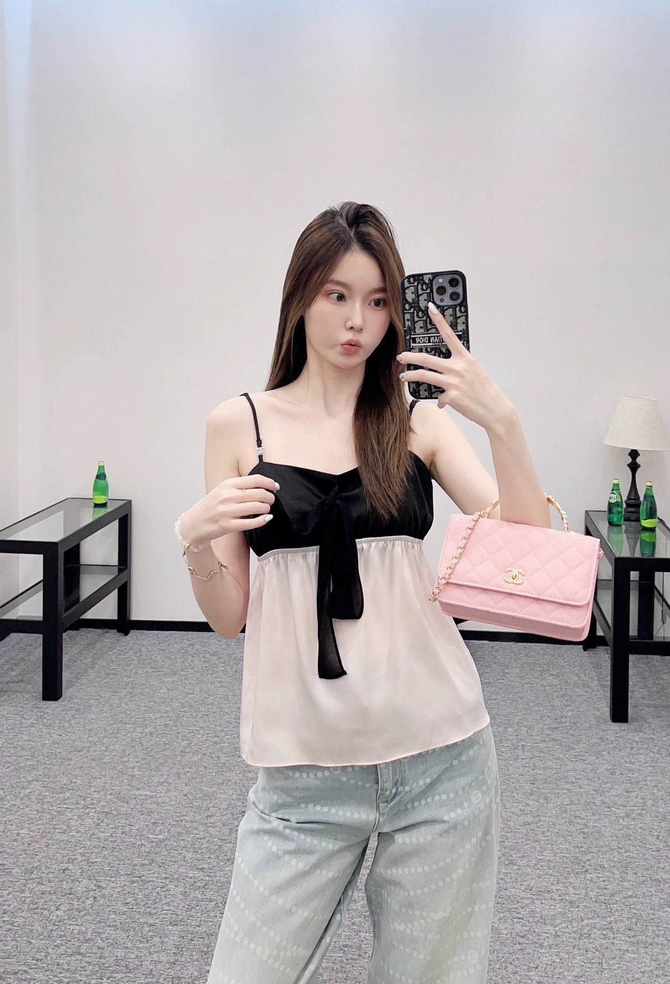 C 25 Colorblock-Camisole mit Schleife 