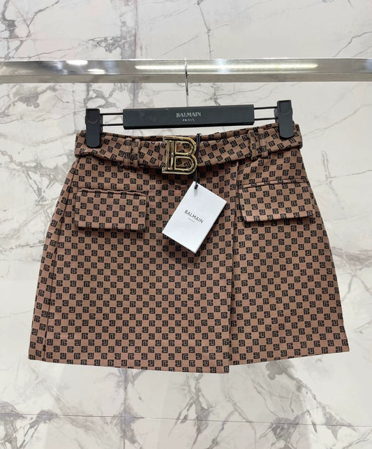 BA 25 new jacquard buckle wool skirt