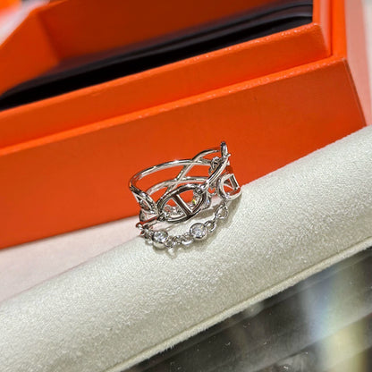 Three-layer rhinestone ring