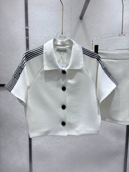 D 25SS new striped simple top + skirt set