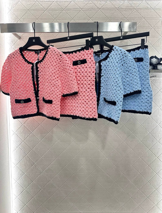 C 25 Knitted Dress Cardigan and Short Skirt Set