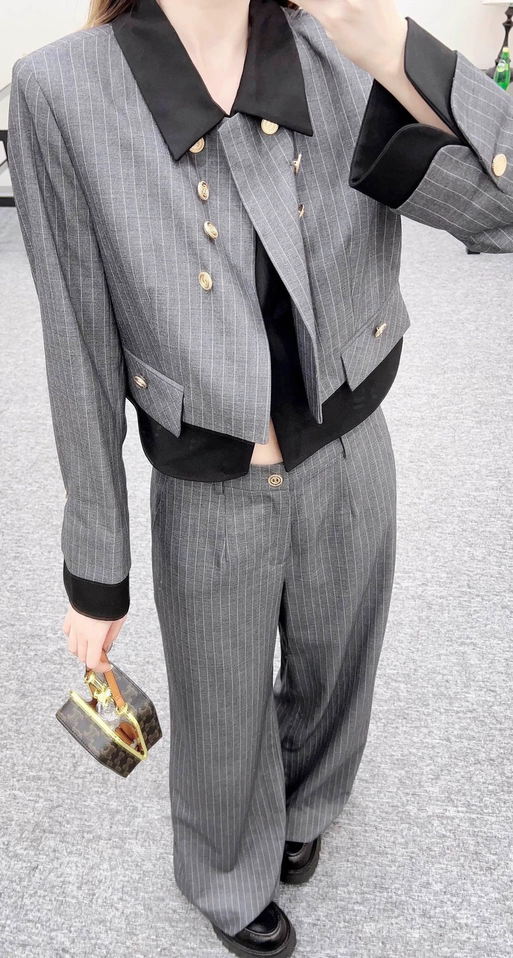 Y 25 Striped two-piece suit and trousers set