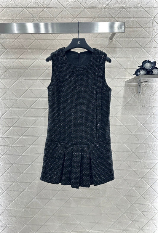 C 25 Pleated Skirt Hem Tank Dress