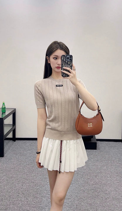 M 25 Monogrammed Knit Short Sleeve Top