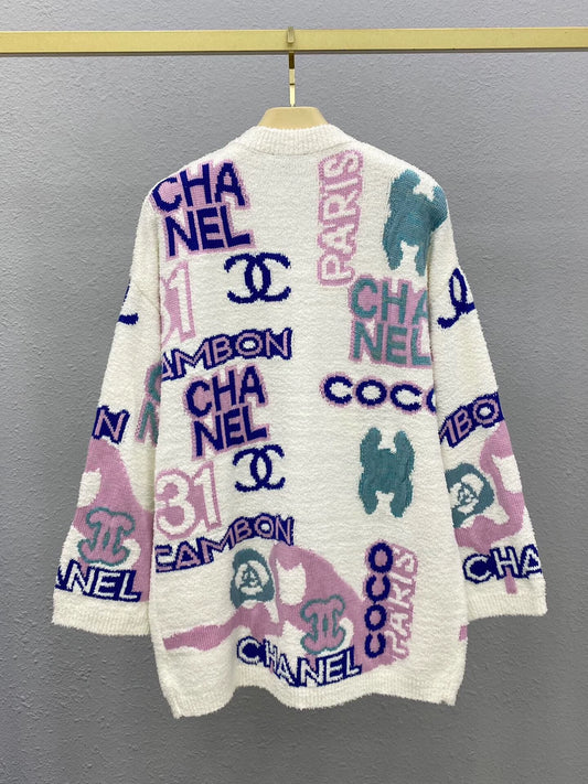 C 25 Handcrafted series lettering jacquard cardigan jacket