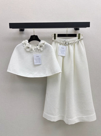 C 25 new three-dimensional flower decoration cape top + half skirt set